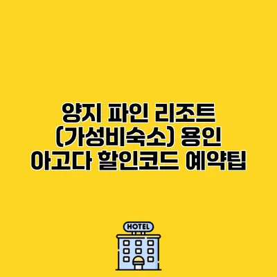 양지 파인 리조트 (가성비숙소) 용인 아고다 할인코드 예약팁